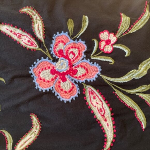 Johnny Was Black Floral Embroidered Short Sleeve Maxi Dress Medium - Picture 7 of 7